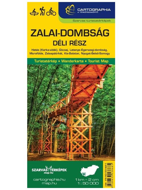 Zalai-dombság déli rész turistatérkép - Hetés ( Kerka-vdék), Göcsej, Letenye-Egerszegi-dombság, Murafölde, Zalaapáti-hát
