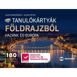 Tanulókártyák földrajzból – HAZÁNK ÉS EURÓPA /180 színes kártya - 96 oldalas megoldókönyvvel és társasjátékkal - Földrajz, környezetismeret  témájú könyvek és olvasmányok