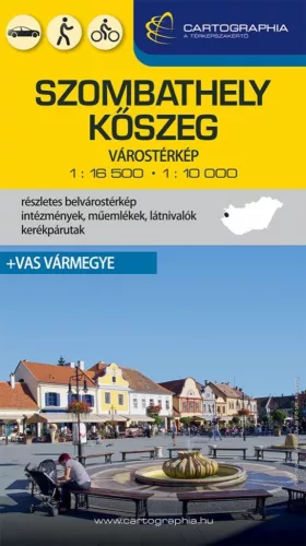 Szombathely, Kőszeg várostérkép - Vas vármegye 2023 (új kiadás) - Magyarország  témájú könyvek és olvasmányok