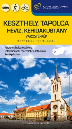 Keszthely, Tapolca, Hévíz, Kehidakustány várostérkép (új kiadás) - Magyarország  témájú könyvek és olvasmányok
