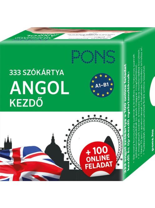 PONS 333 szókártya Angol kezdő + 100 online feladat - Kezdő és újrakezdő nyelvtanulóknak