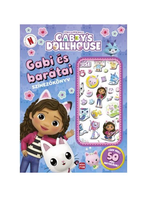 Gabby's Dollhouse - Gabi és barátai színezőkönyv pufi matricákkal