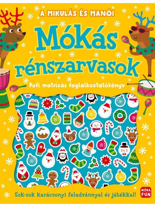 A Mikulás és manói - Mókás rénszarvasok - Pufi matricás foglalkoztatókönyv §K